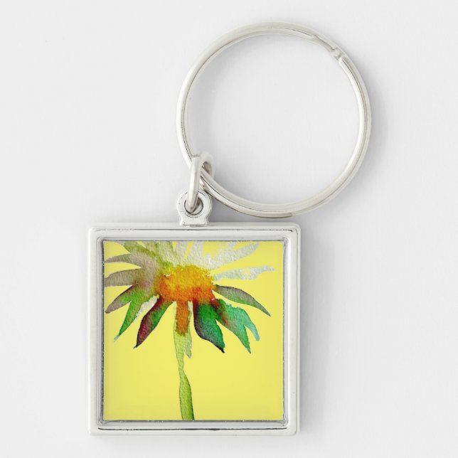 Porte-clés Fleur d'art moderne marguerite jaune (Devant)