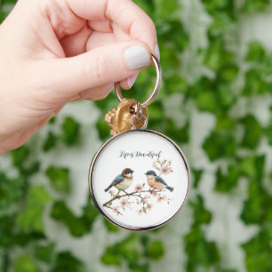 Porte-clés Fleur de cerisier Blue Birds 