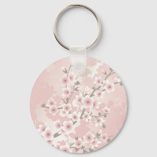 Porte-clés Fleur de cerisier rose pâle vintage