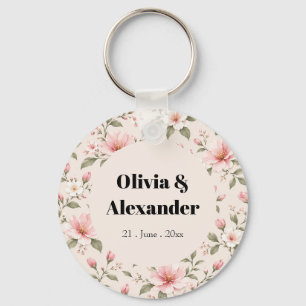 Porte-clés Fleur de cerisier rose tendre motif floral sans co