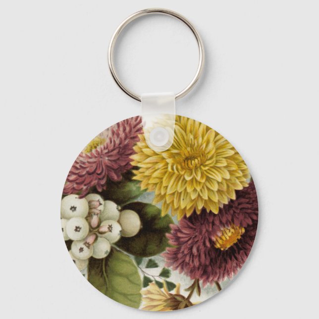 Porte-clés Fleur de chrysanthème mère florale (Recto)