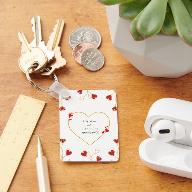 Porte-clés Fleur de cœur romantique (Bureau)