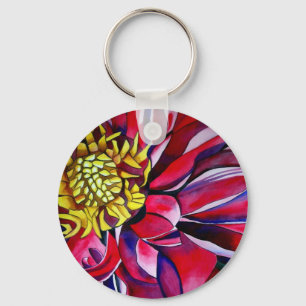 Porte-clés Fleur de Dahlia art abstrait