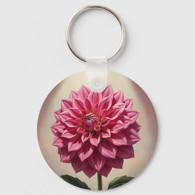 Porte-clés Fleur de Dahlia Rose Botanique (Recto)
