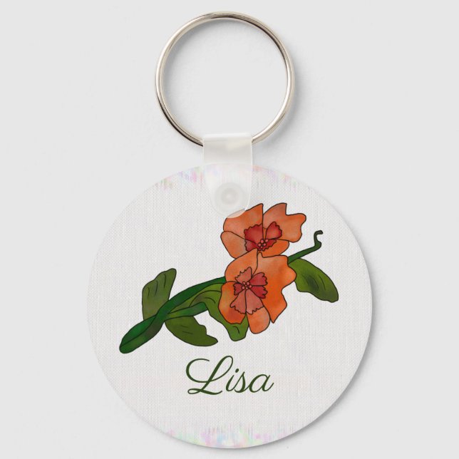 Porte-clés Fleur de fantaisie personnalisée (Recto)