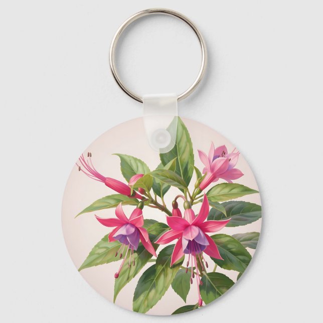 Porte-clés Fleur de fuchsia rose vibrant  (Recto)