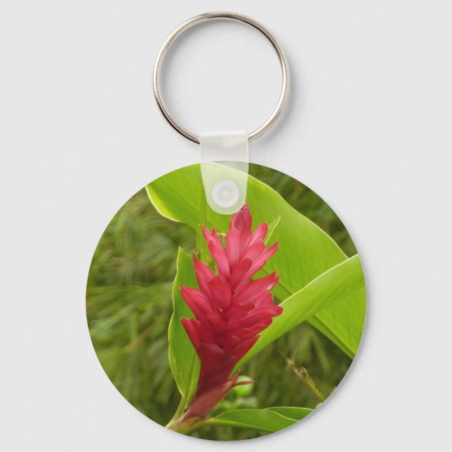 Porte-clés Fleur de gingembre rouge (Alpinia) tropicale (Recto)