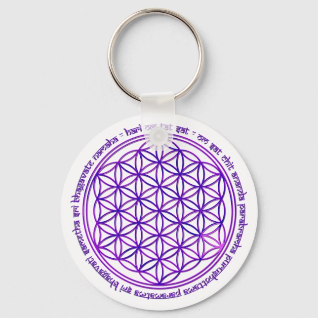 Porte-clés Fleur de la vie - Moola Mantra - violet (Recto)