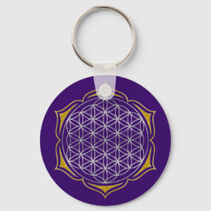 Porte-clés Fleur de la vie - or argenté de Lotus