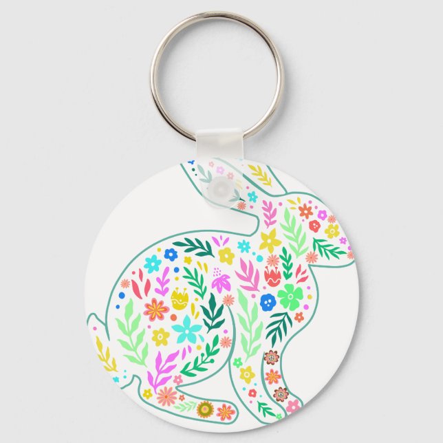 Porte-clés fleur de lapin, rétro, vintage (Recto)