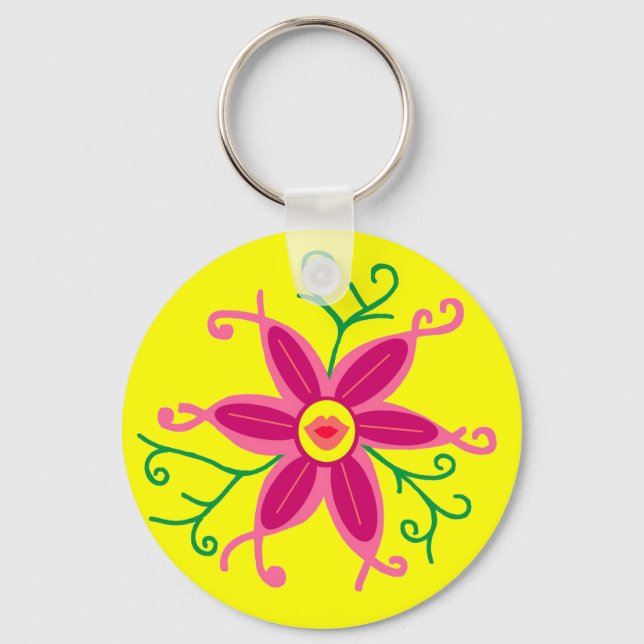 Porte-clés Fleur de lèvres baiseuses (Recto)