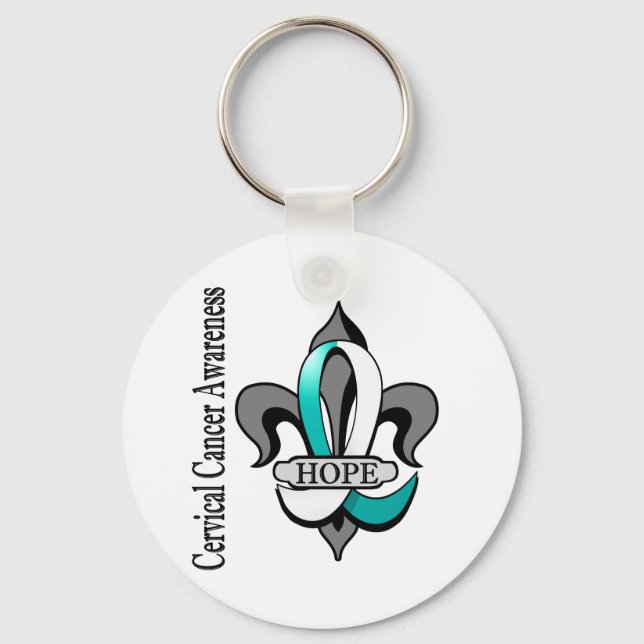 Porte-clés Fleur De Lis Cervical Cancer Hope (Recto)