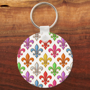 Porte-clés Fleur-de-lis Fleurs Blancs Audacieux Colorés