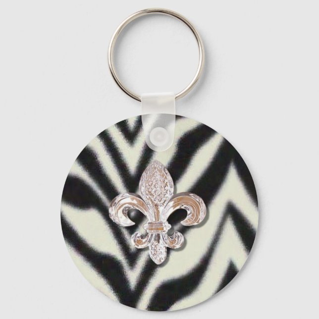 Porte-clés Fleur De Lis Flor Zebra Imprimer (Recto)