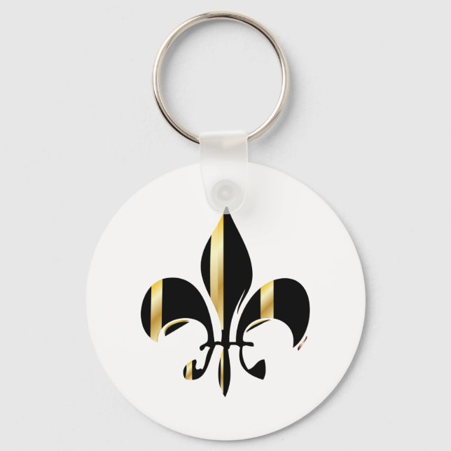Porte-clés Fleur de Lis noir et or (Recto)