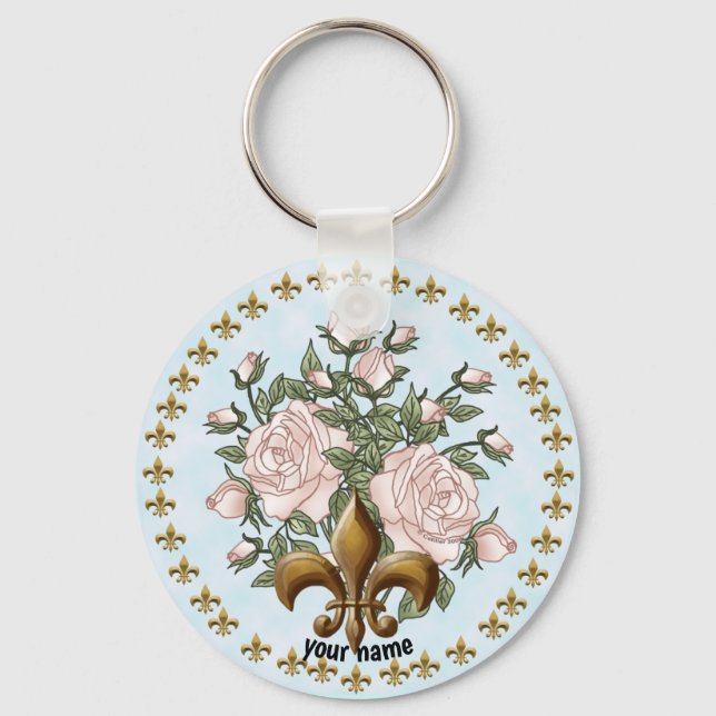 Porte-clés Fleur De Lis Roses (Recto)