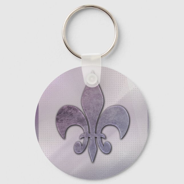 Porte-clés Fleur de lis violet et gris (Recto)