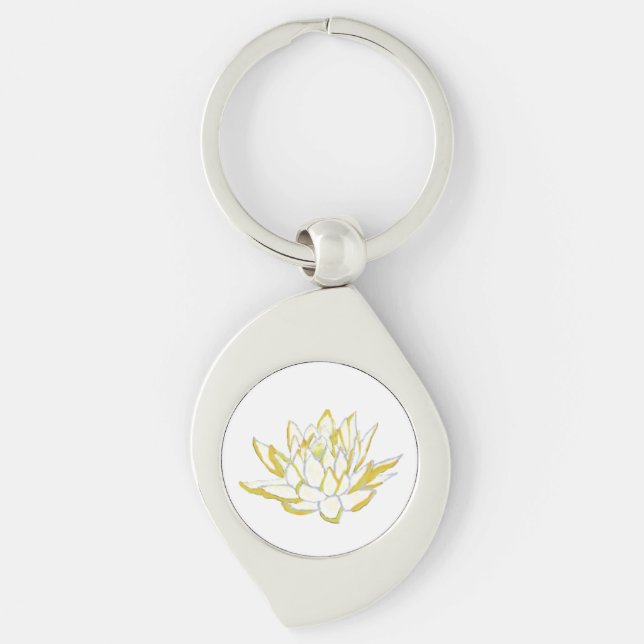 Porte-clés Fleur de lotus jaune Boho accessoires femmes (Devant)