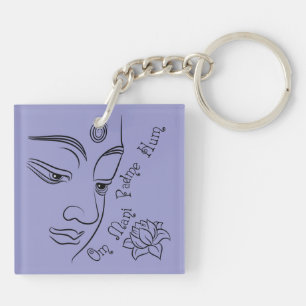 Porte-clés Fleur de lotus Om Mani Padme Hum Noir