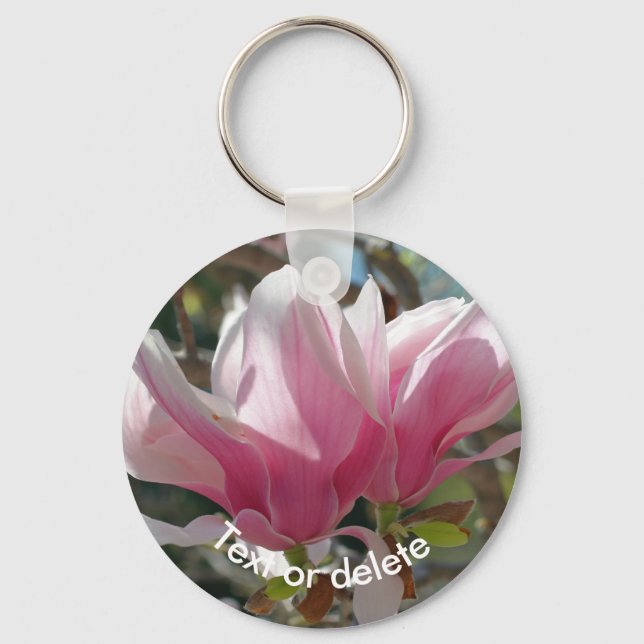 Porte-clés Fleur de magnolia rose personnalisée (Recto)