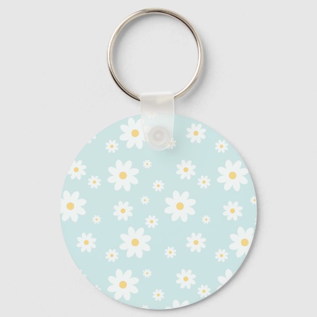 Porte-clés Fleur de marguerite blanche classique (Recto)