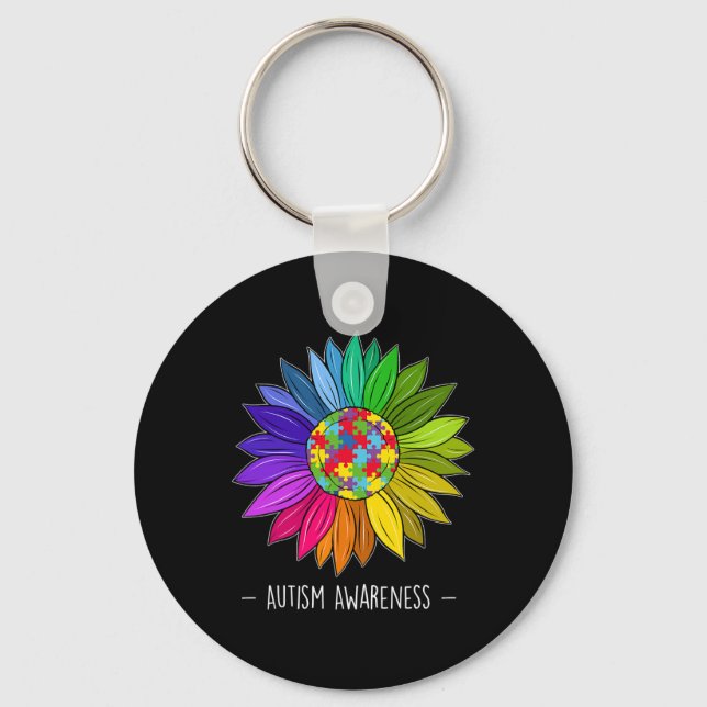 Porte-clés Fleur de marguerite de sensibilisation à l'autisme (Recto)