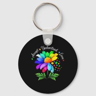 Porte-clés Fleur de marguerite de sensibilisation à l'autisme