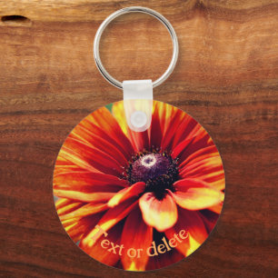Porte-clés Fleur de marguerite orange personnalisée