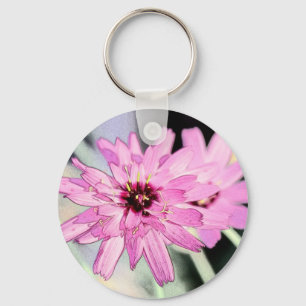 Porte-clés Fleur de marguerite rose. Art photo floral.