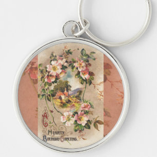 Porte-clés Fleur de naissance victorienne de campagne vintage