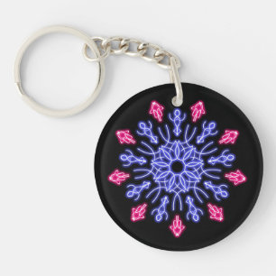Porte-clés Fleur de néon bleu et rouge