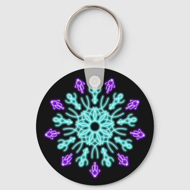 Porte-clés Fleur de néon pourpre et turquose (Recto)
