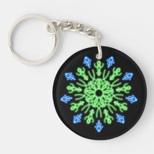 Porte-clés Fleur de néon vert et bleu