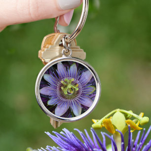 Porte-clés Fleur de passion violet exotique