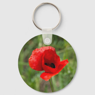Porte-clés Fleur de pavot rouge sauvage