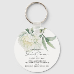 Porte-clés Fleur de pivoine à l'aquarelle Baby Shower de ma