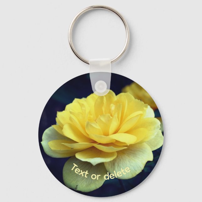 Porte-clés Fleur de rose jaune personnalisée (Recto)