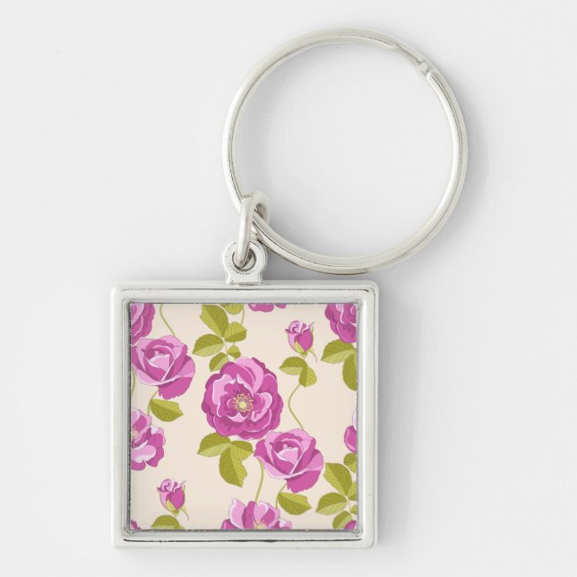 Porte-clés Fleur de Rose Lavande Violette (Devant)
