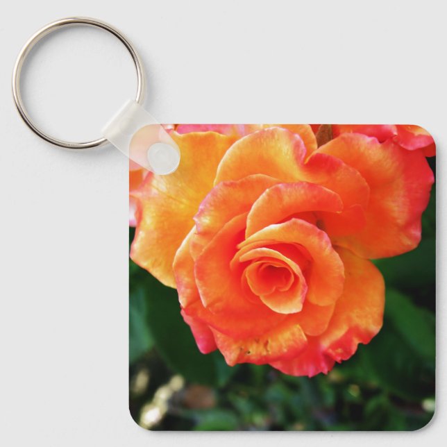 Porte-clés Fleur de rose orange (Recto)