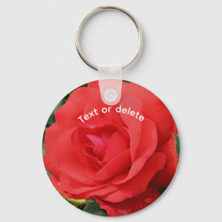 Porte-clés Fleur de rose rouge personnalisée