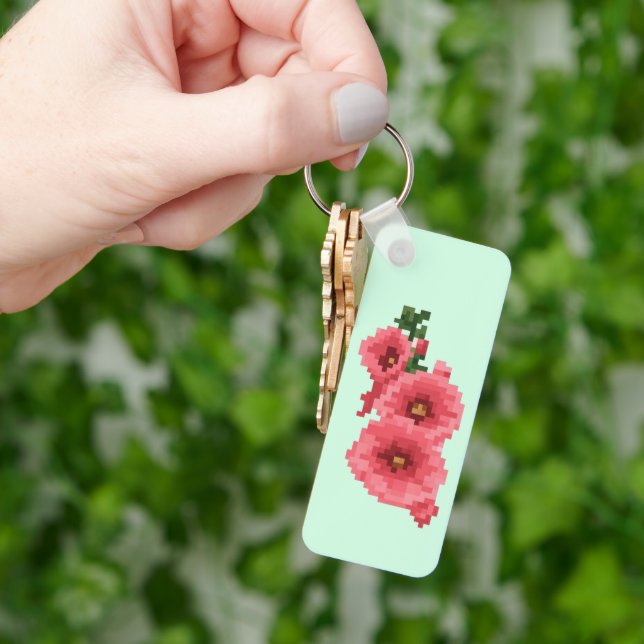 Porte-clés Fleur de Rose Trémère Pixelisée (main)