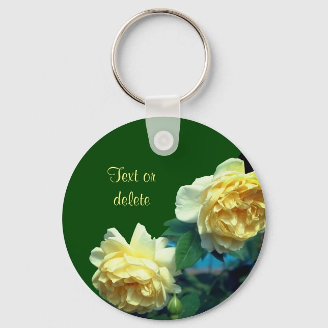 Porte-clés Fleur de roses jaunes personnalisée (Recto)