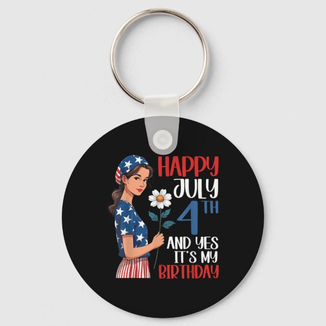 Porte-clés Fleur de soleil mignonne Joyeuse du 4 juillet Et o (Recto)