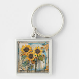 Porte-clés Fleur de tournesol Fleur sauvage Conception de méd