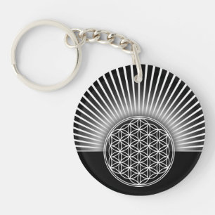 Porte-clés Fleur de vie / Blume des Lebens - blanc plat