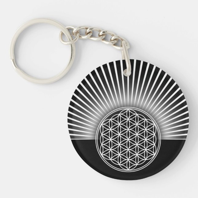 Porte-clés Fleur de vie / Blume des Lebens - blanc plat (Devant)