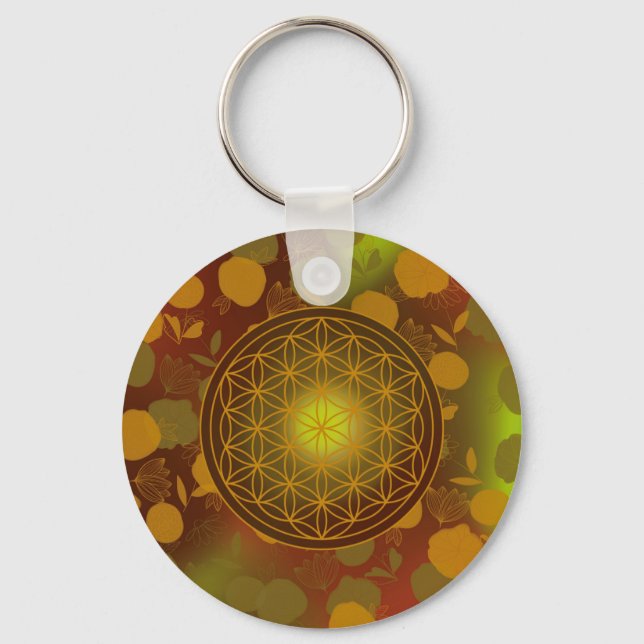 Porte-clés fleur de vie, chakra,zen,géométrie sacrée, (Recto)