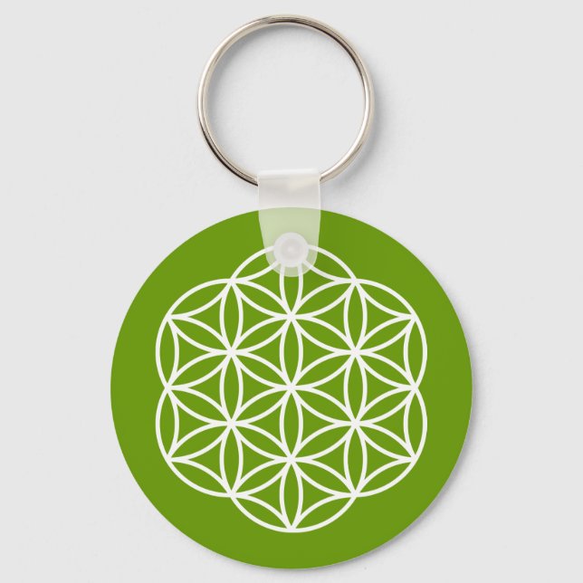 Porte-clés Fleur de vie verte (Recto)