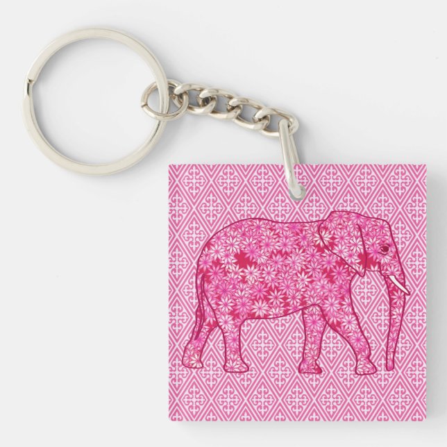Porte-clés Fleur d'éléphant - rose fuchsia (Devant)