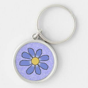 Porte-clés Fleur dessinée bleue
